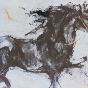 Framed Painting of a Black Horse